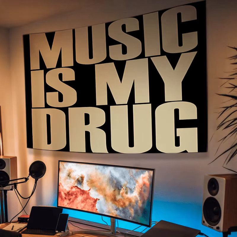 Dekorativer Wandteppich aus Polyester von Vibe-Kreating mit Musik-Motiv für Wohnzimmer und Schlafzimmer - Bild 2