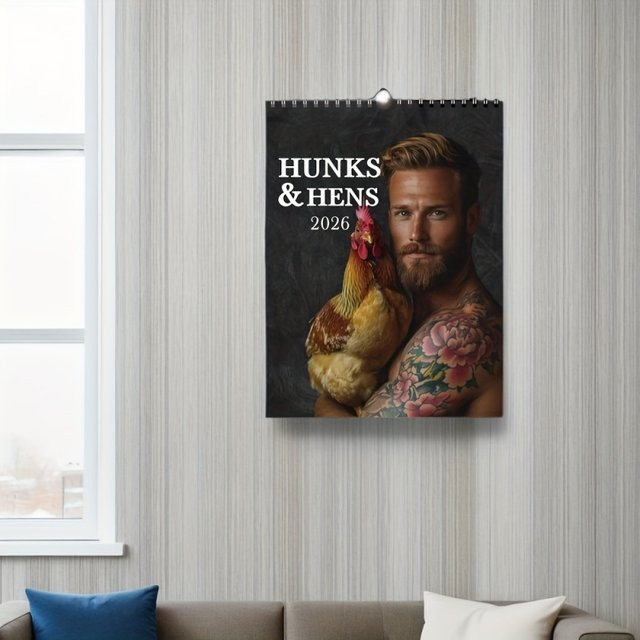 2026 Wandkalender mit humorvollem Hennen-Motiv, Monatsplaner in Mehrfarbig, ideal für dein Zuhause oder das Büro - Bild 1