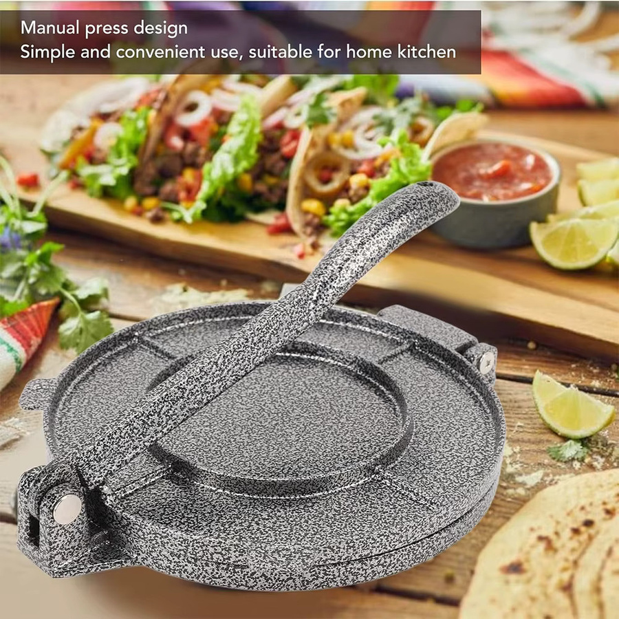 LMETJMA Tortillapresse aus Aluminium in Grau, Robuste Teigpresse für Tortillas, Patacones, Rotis und Quesadillas - Bild 3