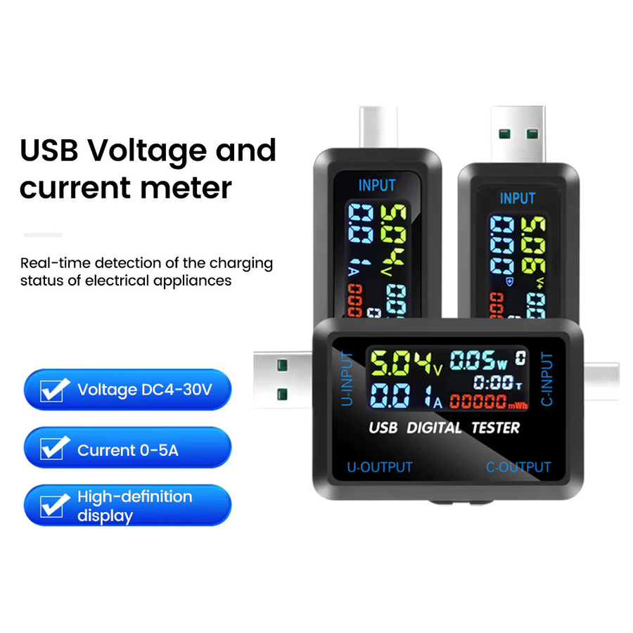 Aideepen USB Spannungsmesser und Batterietester zur Messung von Strom, Spannung und Kapazität in Schwarz - Bild 4