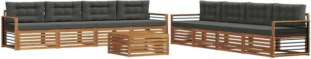 vidaXL Outdoor-Sofagarnitur aus Akazienholz mit Kissen, 9-teiliges Set in Anthrazit und Natur - Bild 1