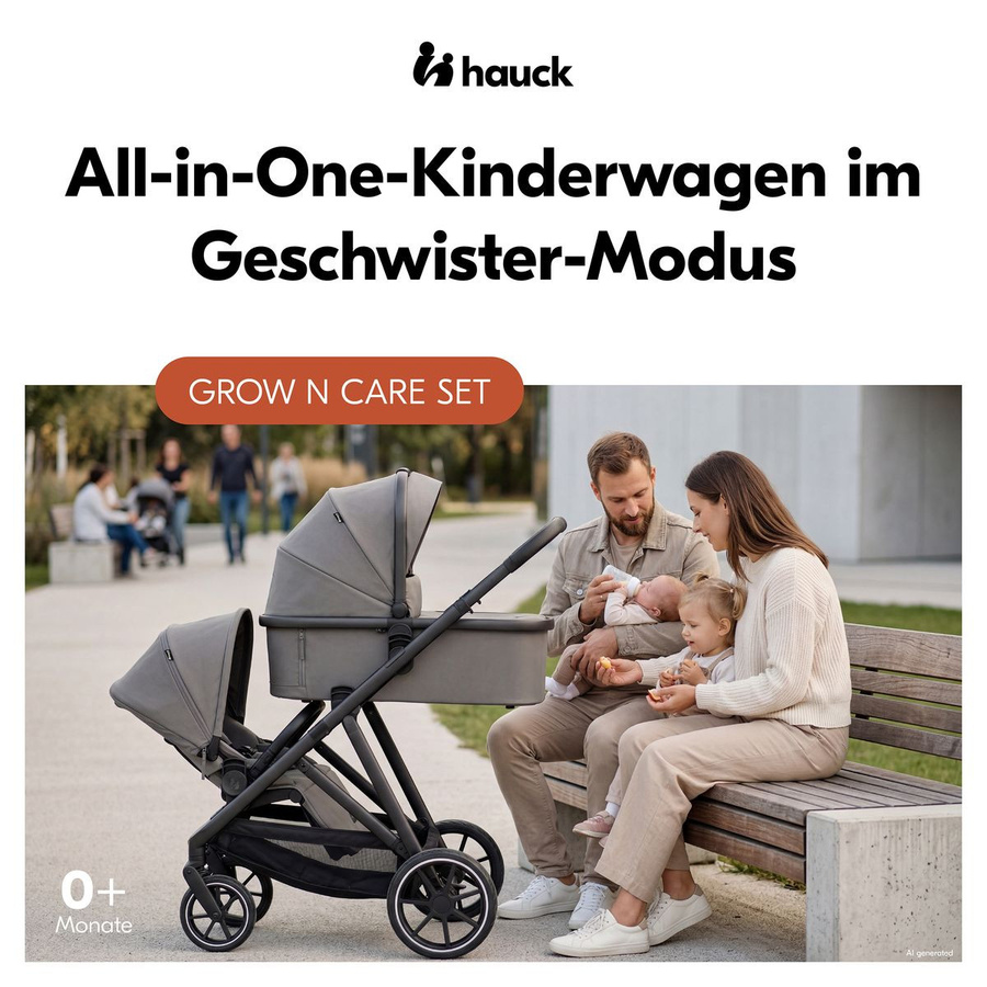 Hauck Kombi-Kinderwagen Grow N Care Set Geschwisterwagen in Grau - Bild 4