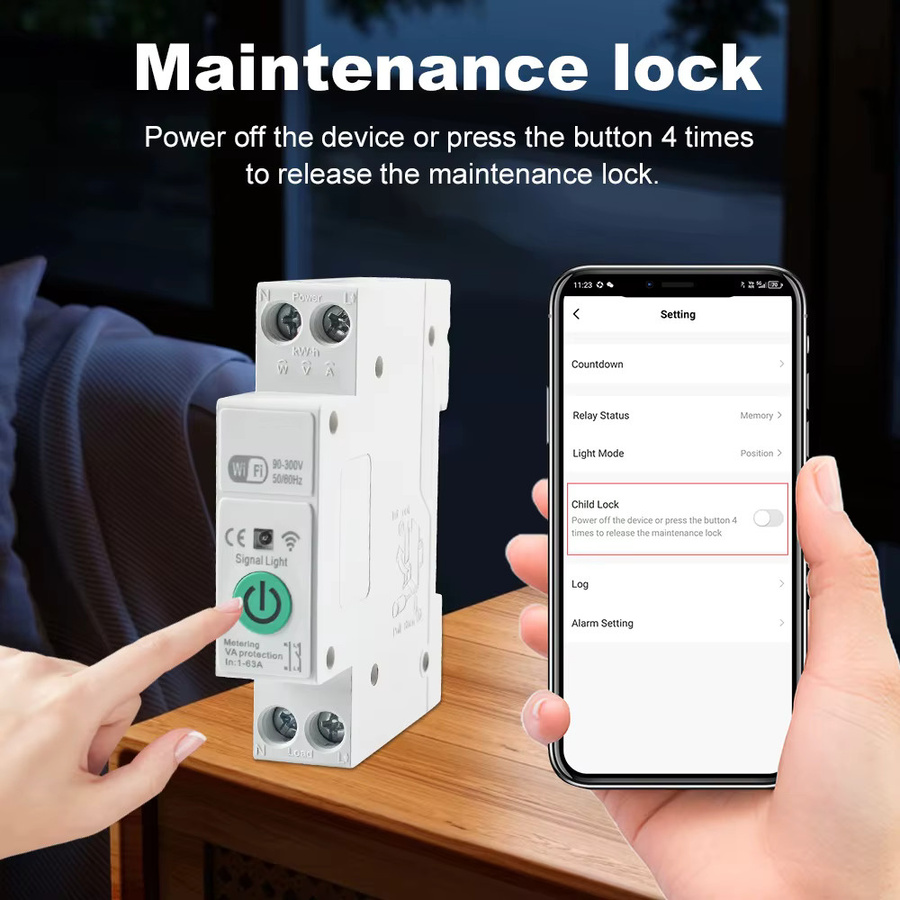 Manhot Tuya WiFi Smart Circuit Breaker 1P+N 63A mit Timer und Stromzähler in Weiß - Bild 5
