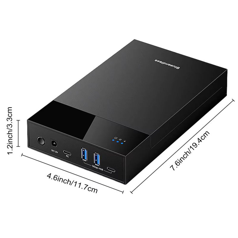 BLUELANS USB 3.0 zu SATA Festplatten Dockingstation mit Multi-Port-Hub für 3,5 Zoll und 2,5 Zoll Festplatten, Schwarz, UK-Stecker - Bild 6