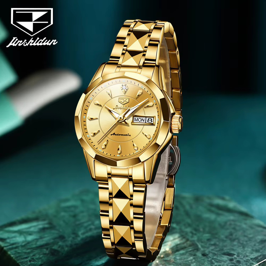 JSDUN Armbanduhr Automatik, Edelstahl, Gold, Damen - Bild 5