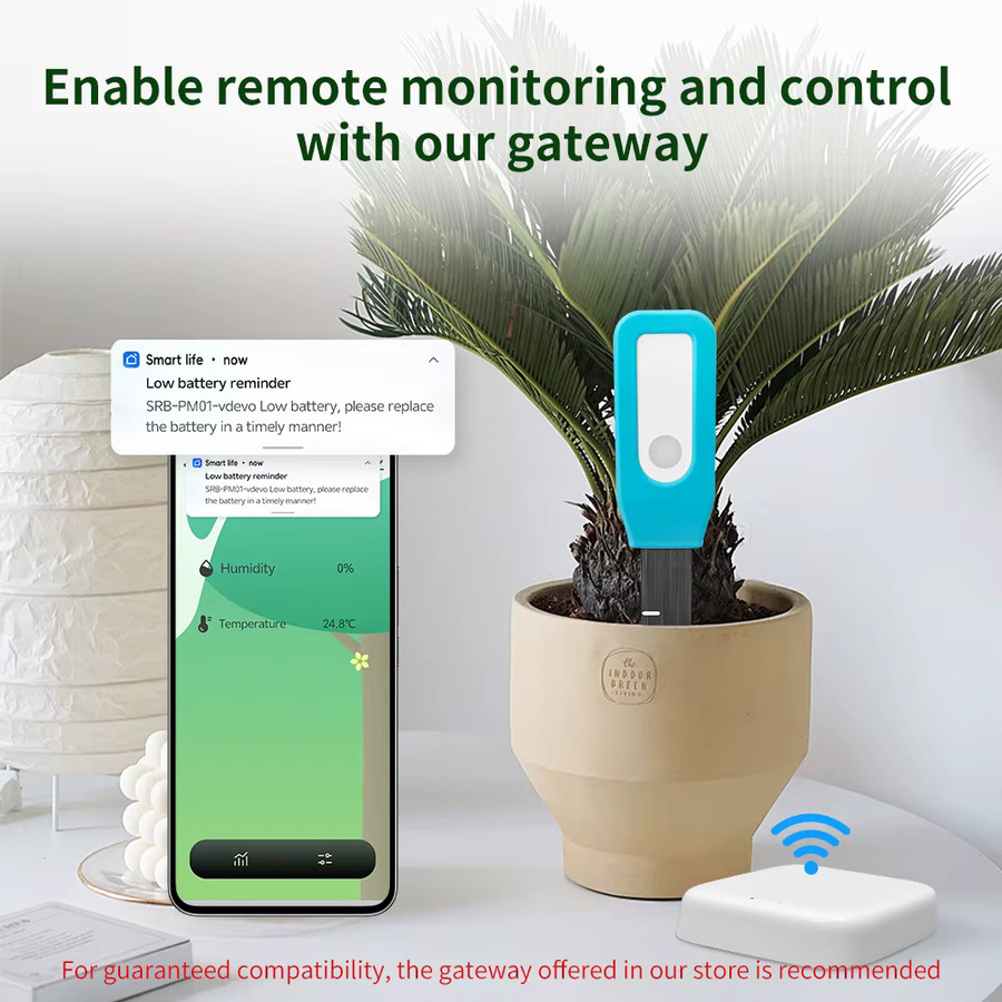 Tuya Smart Boden Detektor Temperatur und Feuchtigkeit Sensor für die Garten Fernüberwachung kompatibel mit Google und Alexa Assistent - Bild 2