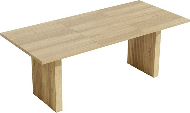 okwish Esstisch mit Ausziehfunktion und verdickter Tischplatte in Natur, B/T/H: 200 x 90 x 75 cm - Bild 1