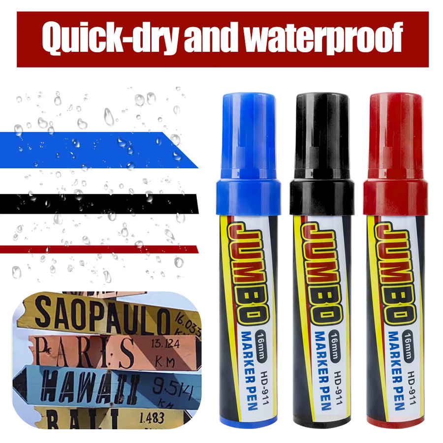 Farbmarker Set mit 3-16 mm Stiftspitzen in Schwarz, Rot und Blau, wasserfeste und schnell trocknende Permanentmarker für Büro und Schule - Bild 4