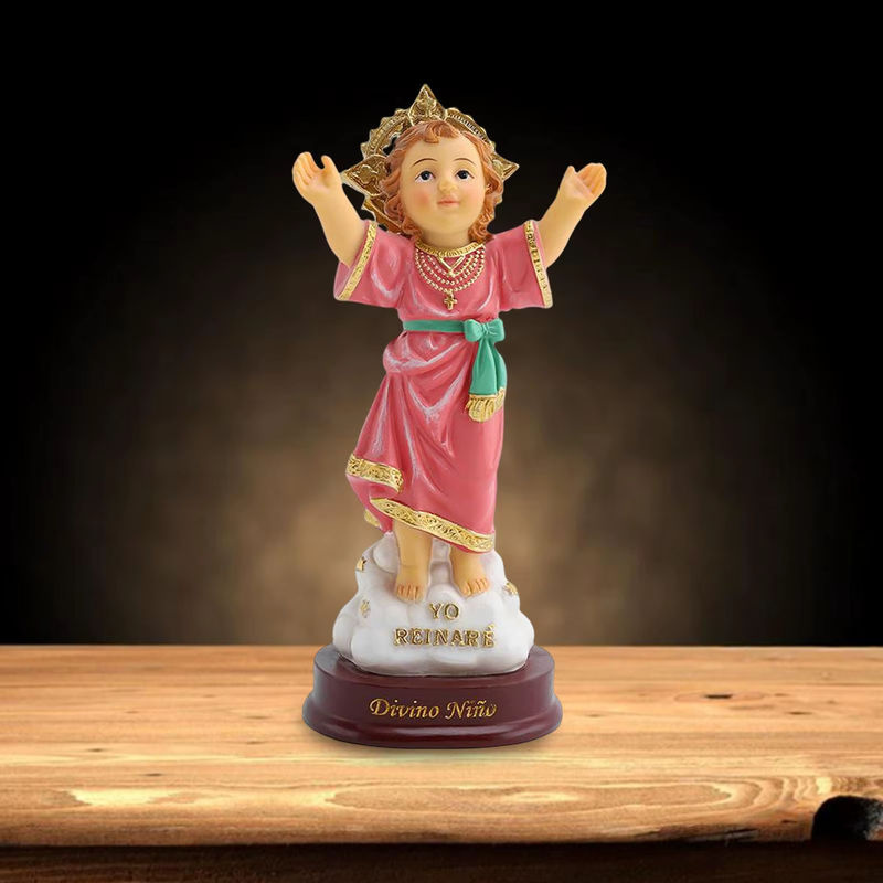 Kesoto Religiöse Jesus Statue Divino NiñO als katholisches Ornament in Rosa aus Kunstharz - Bild 2