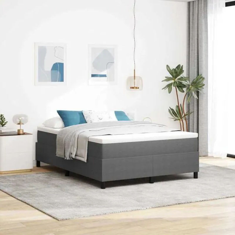 Vidaxl Boxspringbett Modern in Grau und Weiß aus Cordstoff, B/T/H: 203 x 140 x 60 cm - Bild 1