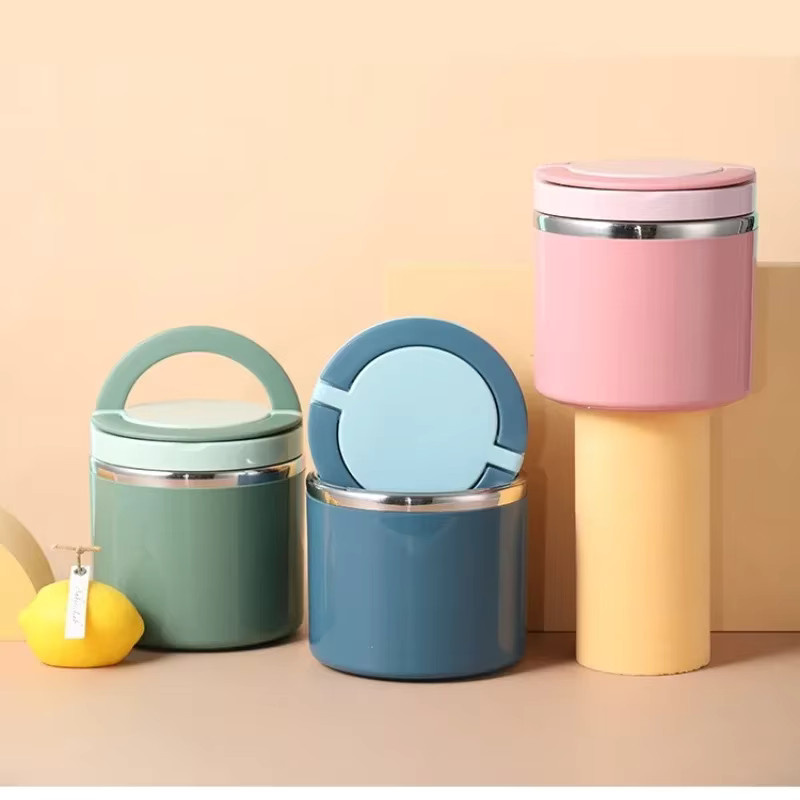 Isolierte Bento Box aus Edelstahl mit Griff und versiegeltem Deckel, Blau, 630 ml und 1000 ml - Bild 2