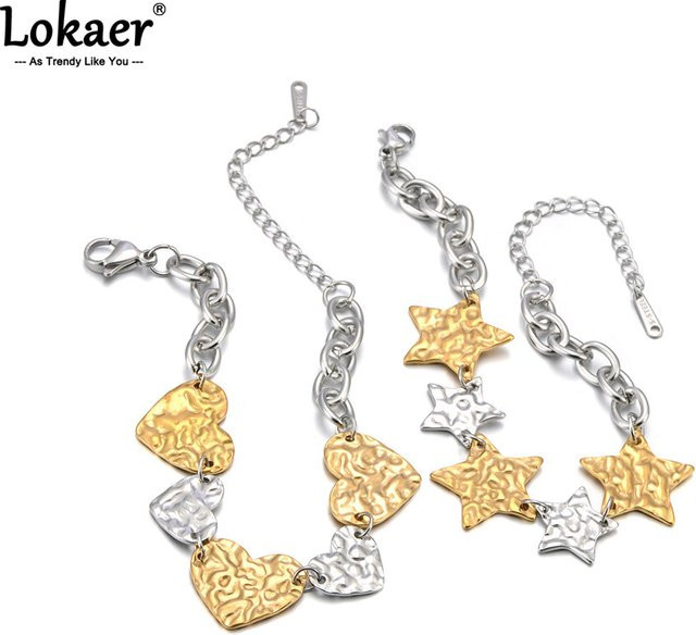 Lokaer Armband, Edelstahl, Bicolor, Herz-Charm - Bild 1