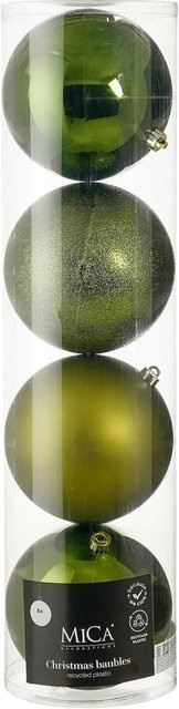 Mica Decorations Bruchfestes Kugel-Set für Weihnachten, Dunkelgrün, 4 Stück, Durchmesser: 15 cm - Bild 1