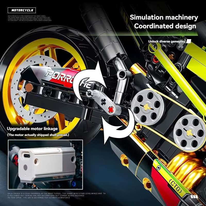 yaafun Technisches Motorrad, Bausatz, 1:8, 776 Teile - Bild 5