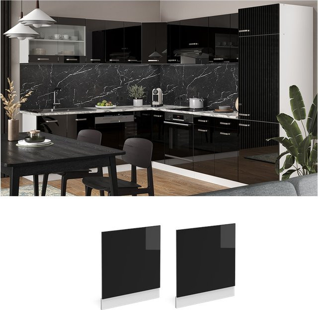 Vicco Geschirrspülerblende R-Line Solid für Küchenmöbel, Weiß und Schwarz, Breite: 60 cm - Bild 1