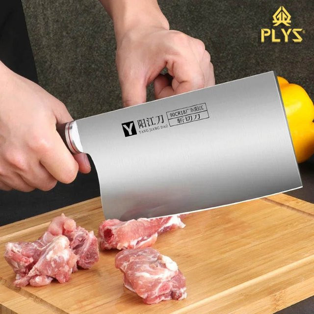 PLYS Hackmesser aus Edelstahl für Fleisch und Knochen, Silber, 9Cr18 Küchenmesser - Bild 1