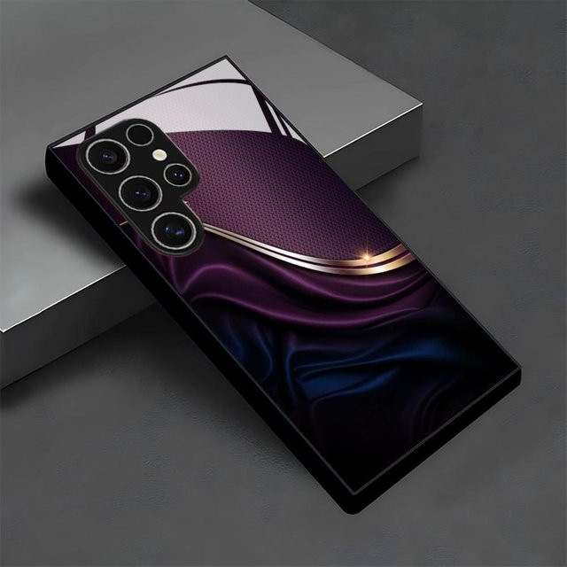 Lila gestreifte Glas-Handyhülle für Samsung Galaxy S26 S25 S24 S23 S22 S21 S20 Plus 5G, mattiert und rutschfest - Bild 1