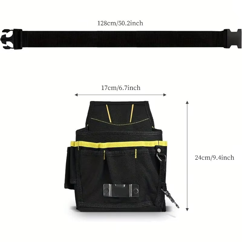 Multifunktionale Werkzeug-Hüfttasche in Schwarz mit verstellbarem Hüftgurt und mehreren Taschen für Elektriker und Handwerker, B/T/H: 24,0 x 17,0 cm - Bild 5