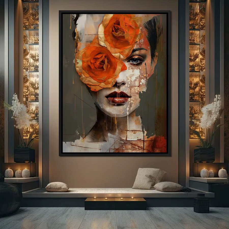 FANQING 5D Diamant Malerei DIY Set mit abstraktem Frauenporträt in Mehrfarbig, modernes Mosaik-Kunstwerk für die Wanddekoration - Bild 2