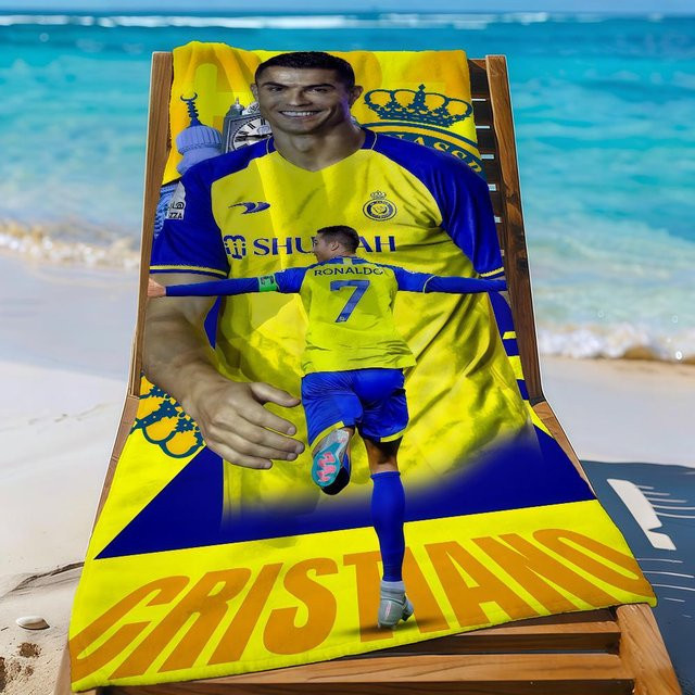 Centa Star CR7 Cristiano Ronaldo Sport Handtuch, schnelltrocknend und sanddicht, Gelb, B/H: 70 x 140 cm - Bild 1