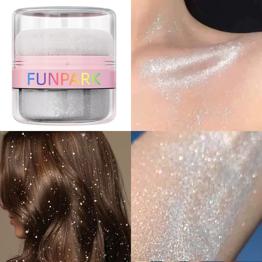 FUNPARK Highlighter-Puder, weiß-silbern, schimmernd, Unisex - Bild 4