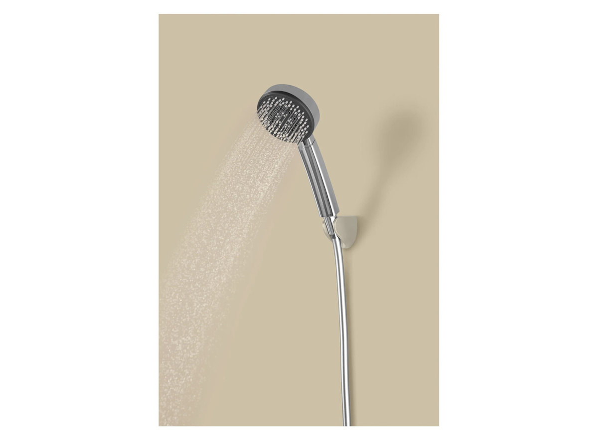LIVARNO Handbrause Set Rund in Chrom, Wassersparende Regendusche und Massagefunktion mit Anti-Kalk-Eigenschaft, Farbe: Silber - Bild 2