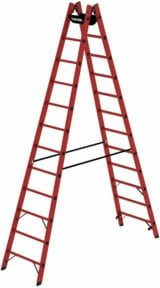 MUNK Vollkunststoff-Stehleiter beidseitig begehbar in Rot mit 2 x 12 Sprossen - Bild 1