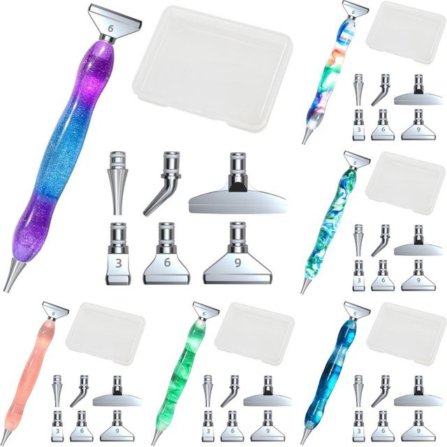Ergonomisches Diamantmal-Set mit Glitzerharz-Stift und Metallstiftkopf in Blau und Lila für Erwachsene - Bild 1