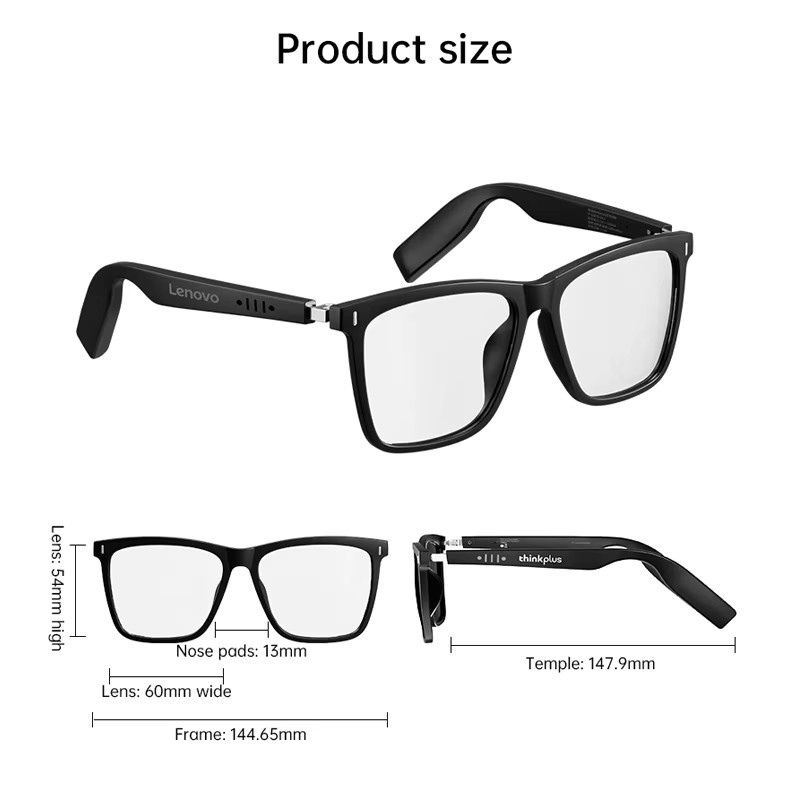 Lenovo Smart Glasses Bluetooth 5.4 Sonnenbrille mit Surround Sound und HD-Anrufgeräuschunterdrückung in Schwarz - Bild 2