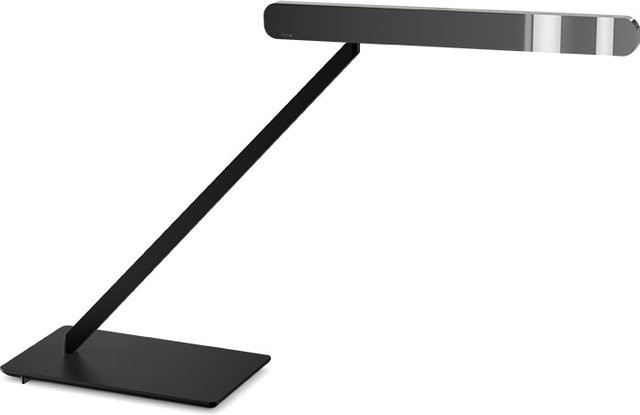 Occhio Taglio LED-Tischleuchte mit Occhio air Modul, Basis Schwarz matt und Kopf Dark Chrome, modern und linear für Schreibtisch und Büro - Bild 1