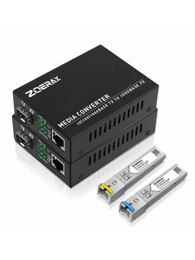 ZoeRax Gigabit SC Single-Mode SFP Transceiver-Modul mit Glasfaser-zu-RJ45-Ethernet-Medienkonverter in Schwarz - Bild 4