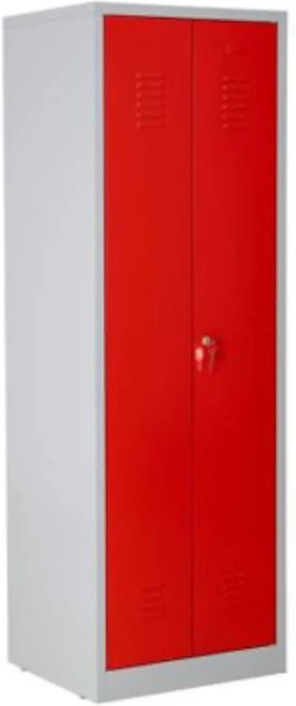 Proregal Metallspind Flamingo mit Zylindereschloss und Regalböden, Farbe Grau-Rot, H x B x T: 180 x 60 x 50 cm - Bild 1