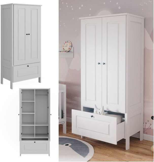 Vitalispa Kinderkleiderschrank Ajaton Weiß mit 2 Türen, B/H: 83,3 x 187 cm - Bild 1