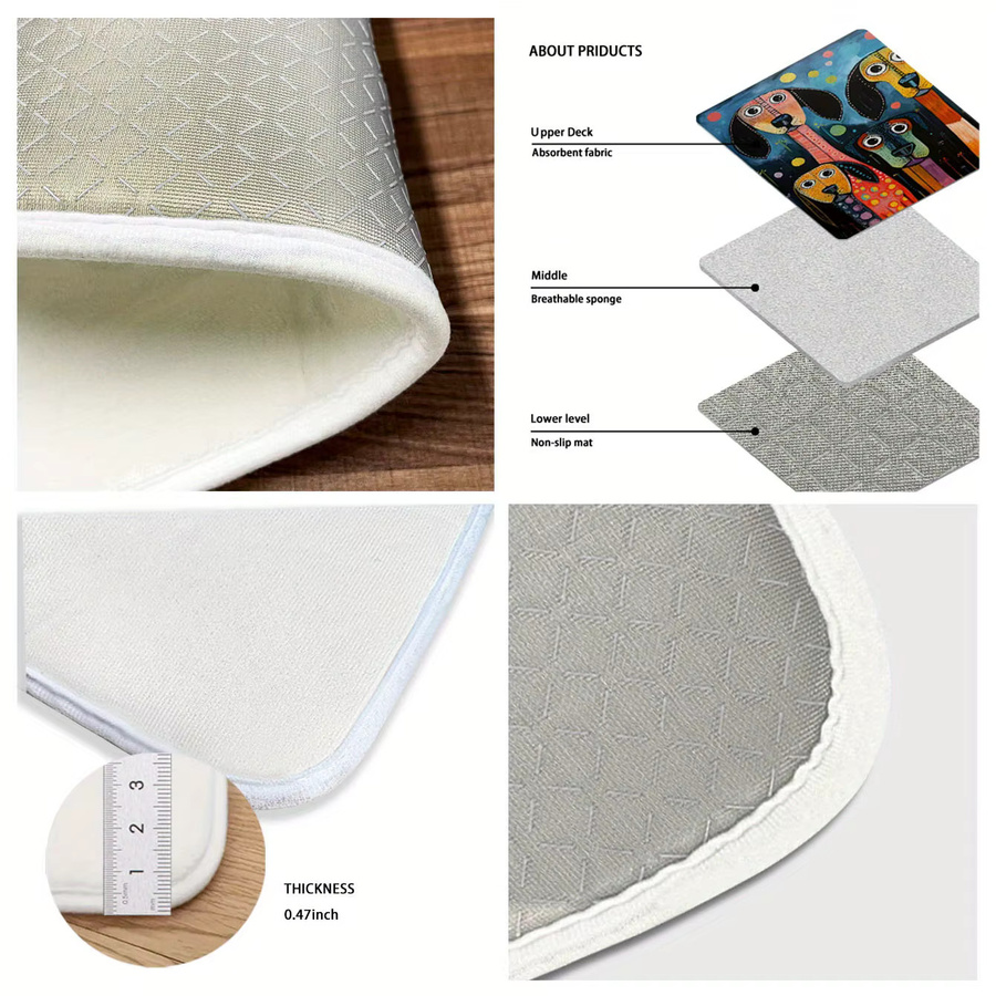 VIKAMA Haustier-Matte mit Cartoon-Design, rutschfest und wasserabsorbierend, Multicolor - Bild 5