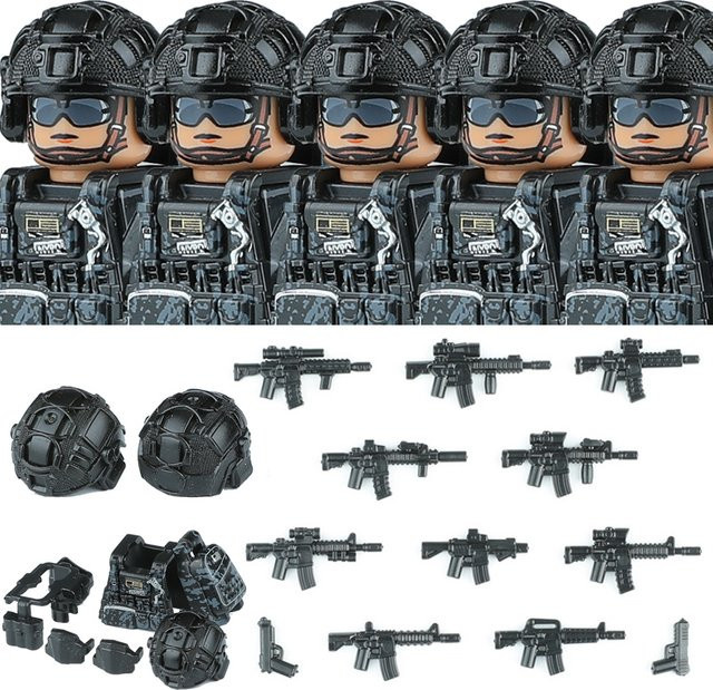 Brangdy Militär-Kommando Spezialeinheiten US SWAT Kampfhelm Baustein, Polizei, Schwarz - Bild 1
