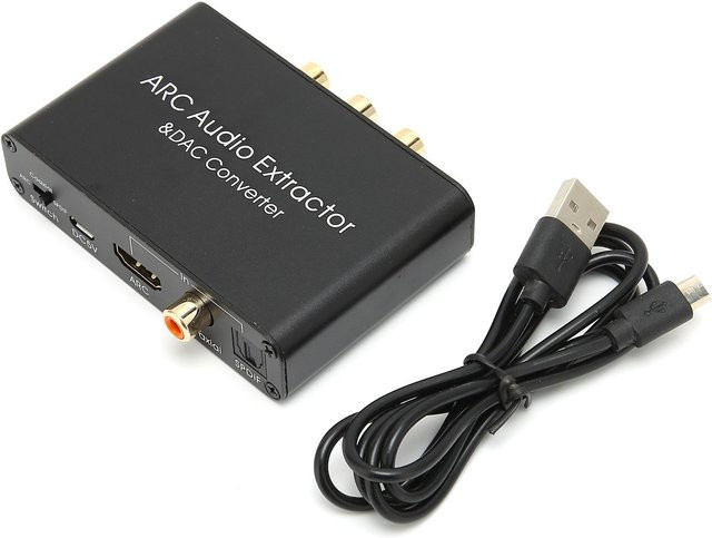 Honor Electronics HD Multimedia Interface ARC Extractor Digital zu Analog Audio DAC Converter in Schwarz mit HDMI, Optisch und 3,5 mm Klinke Anschluss - Bild 1
