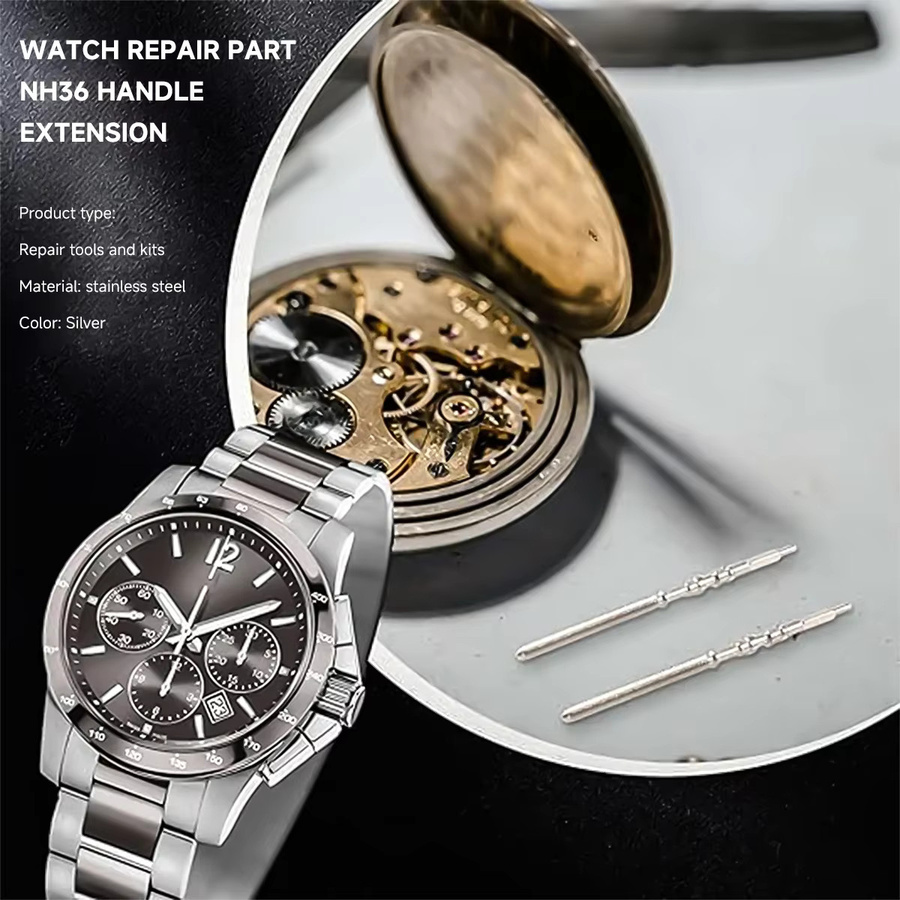 OAKCHARM Uhrenteile Stem Crown Kit, Edelstahl, Silber, Unisex - Bild 5