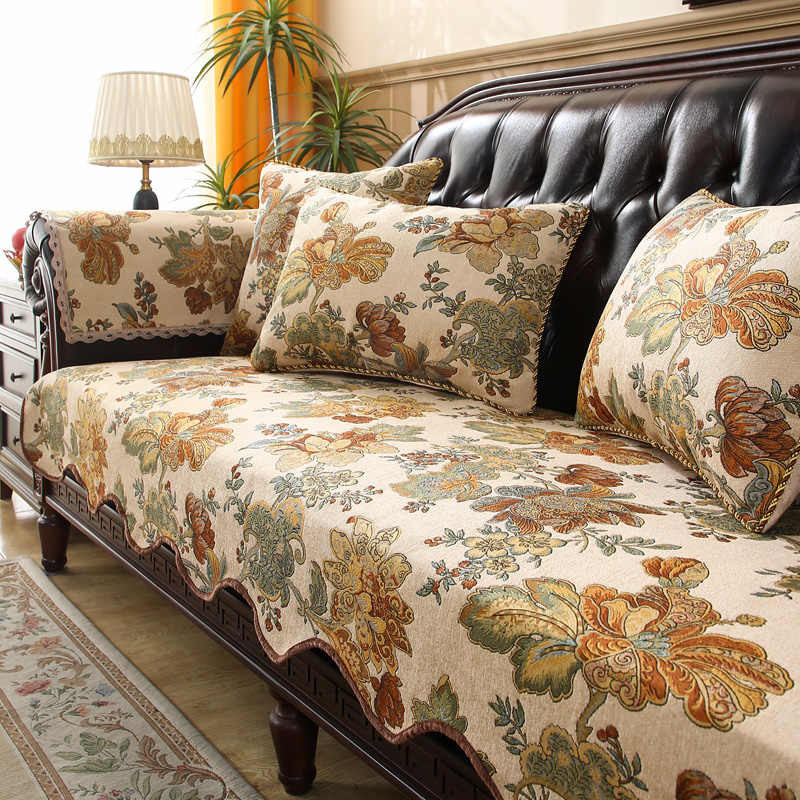 Yiran Furniture Sofakissenbezug mit Jacquard-Stickerei und floralem Muster, Polyester, Breite: 60 cm, Tiefe: 60 cm, Höhe: 60 cm - Bild 2
