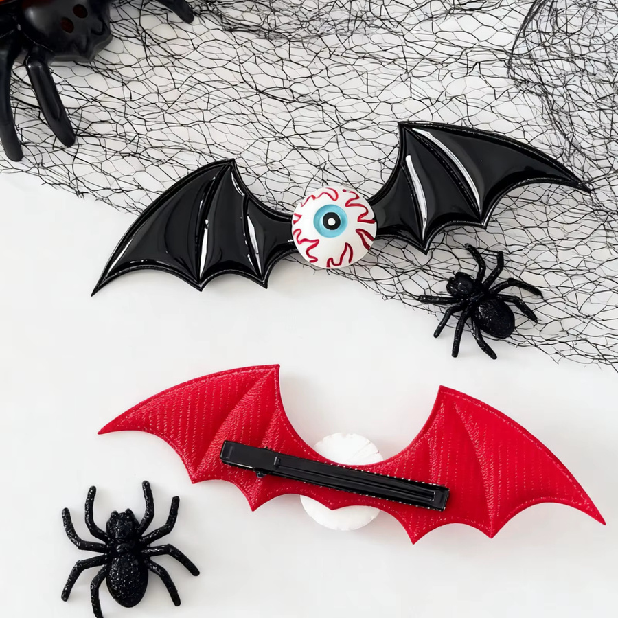 Haarspangen Fledermaus, Augapfel-Design, Schwarz, Rot, Unisex - Bild 2