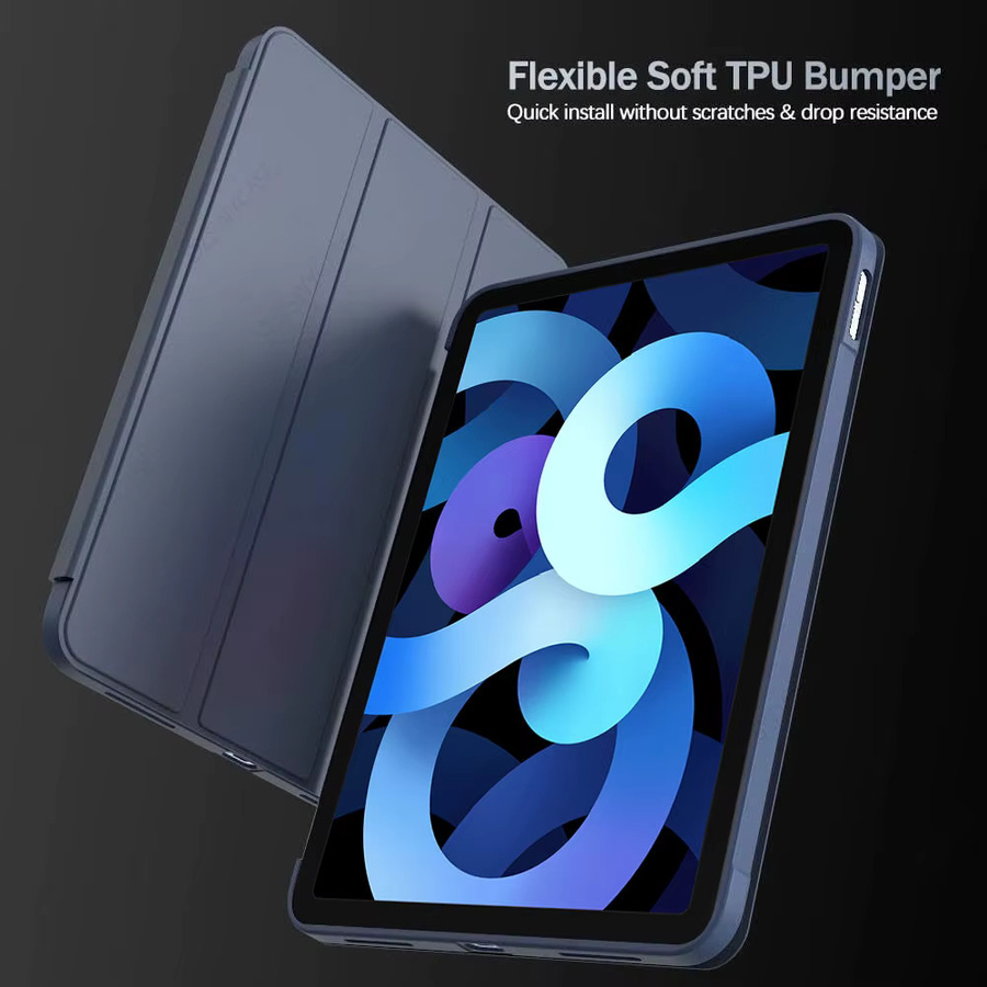 DZSWYCASE Silikonhülle für iPad Air 11 Zoll (M4, M3, M2) und iPad Air 5./4. Generation 10,9 Zoll mit Dreifach-Standfunktion und Auto-Wake/Sleep-Funktion in Schwarz oder Blau - Bild 5