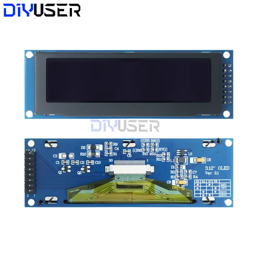 DIYUSER OLED-Displaymodul SSD1322 mit 3,12 Zoll, 256x64 Pixel, SPI und I2C Schnittstelle, blau, für STM32 und Raspberry Pi - Bild 2