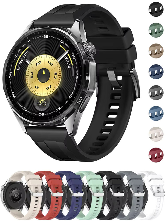 ZHANGU Uhrenarmband Silikon, 22 mm, Schwarz, Unisex - Bild 5