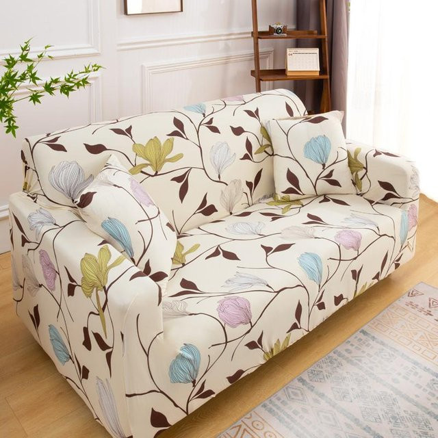 Dehnbarer und bedruckter Sofabezug von Your Warm Home mit floralem Muster in Multicolour, eng anliegender Sesselbezug aus Polyester für 90-140 cm Breite - Bild 1
