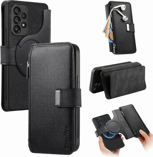 2-in-1 abnehmbare Brieftaschenhülle für Samsung Galaxy S24 Ultra S23 S22 Plus S21 FE A55 A54 A53 A35 A34 A33 A25 A15 A14 A05 5G in Schwarz - Bild 1