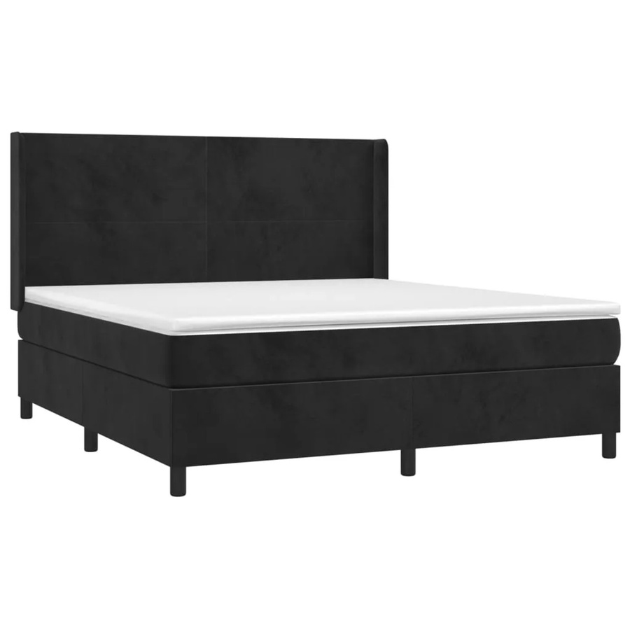 vidaXL Boxspringbett mit Matratze in Schwarz, Samt, mit LED-Unterbettbeleuchtung und USB-Ladeport, Hybrid-Konstruktion mit Taschenfederkern, B/T/H: 180 x 200 x 118 cm (Höhe: 183 cm, Tiefe: 203 cm) - Bild 2
