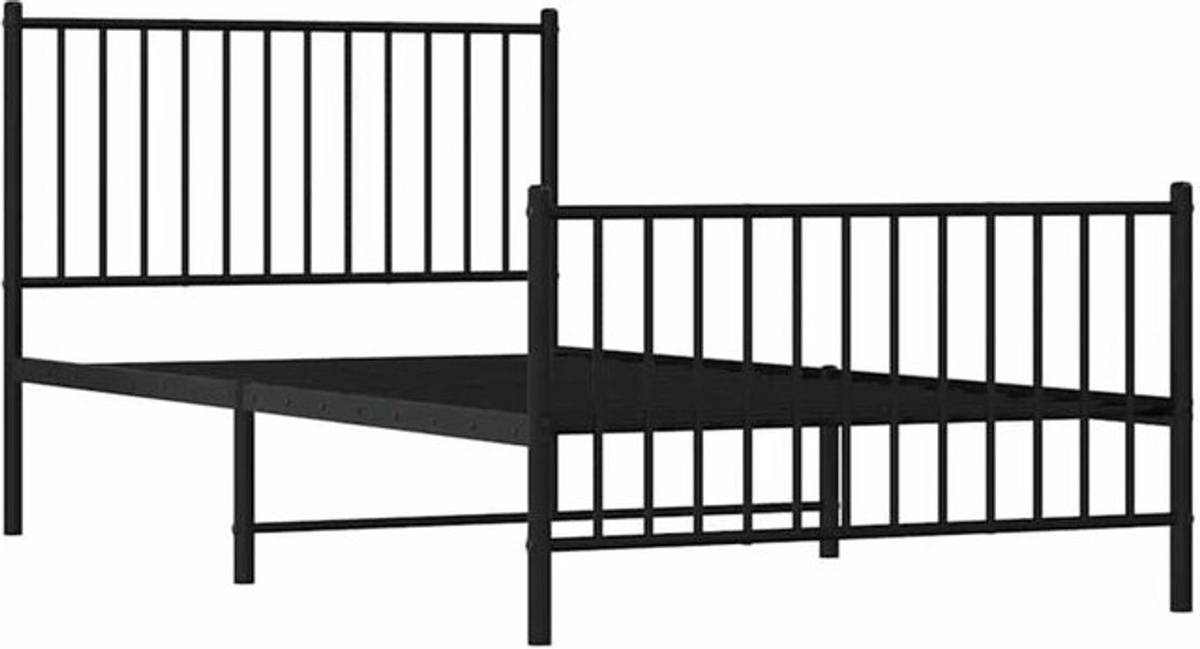 Vidaxl Metallbett im Industrial Design mit Kopf- und Fußteil, Schwarz, B/T/H: 100 x 200 x 104,5 x 90,5 cm - Bild 1