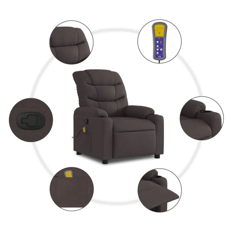 Vidaxl Klappbarer Massagesessel in Braun mit Stoffbezug und modernem Design - Bild 7