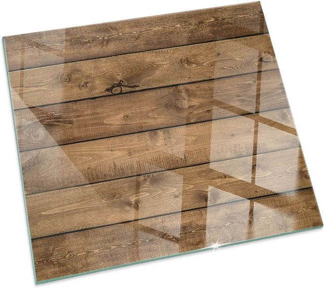 Tulup Glasplatte für Kamin und Öfen mit Holzmaserung in Braun, B/T: 60 x 60 cm - Bild 1