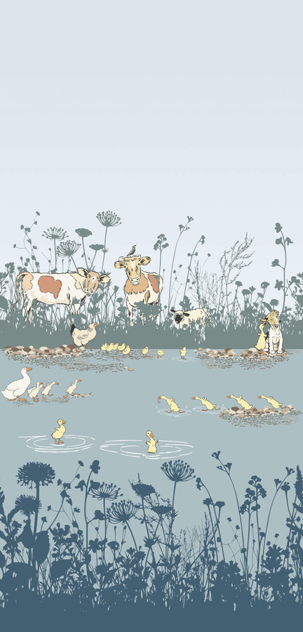 Little Greene Tapete Riverside Capers Mural mit Tiermotiv im Vintage-Stil für Kinderzimmer - Bild 2