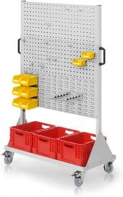 Kappes RasterMobil Rollbarer Rollcontainer Größe 4 in Grau RAL 7035 mit 4 Lochplatten und 2 Schlitzplatten, Höhe: 158 cm - Bild 1